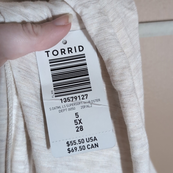 Torrid Super Soft Knits Duster Size 5X Open Jacket Oatmeal Beige New NWT - Picture 4 of 8